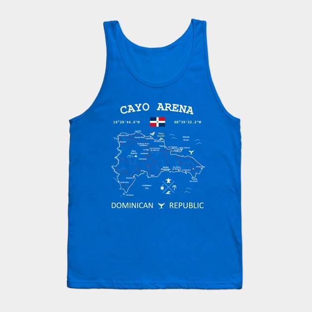 Cayo Arena Dominican Republic Flag Travel Map Coordinates GPS Tank Top by French Salsa
